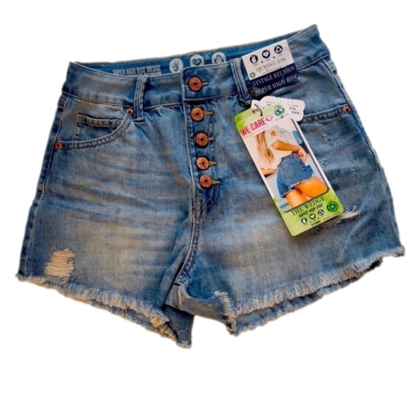 Nwt Rewash Super High Rise Wedge Vintage Reunion Denim Short size 26 - Picture 1 of 5